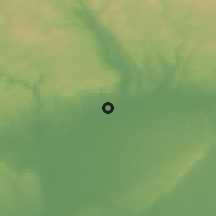 Shaded relief of the 54 km around Villaverde del Río, drawn from the GMTED2010 grid