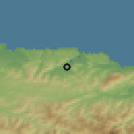 Shaded relief of the 52 km around Villaviciosa, drawn from the GMTED2010 grid