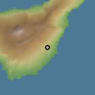 Shaded relief of the 57 km around Arico, drawn from the GMTED2010 grid