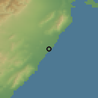Shaded relief of the 53 km around Vinaròs, drawn from the GMTED2010 grid