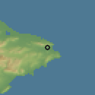 Shaded relief of the 54 km around Xàbia, drawn from the GMTED2010 grid