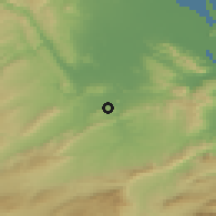 Shaded relief of the 54 km around Xàtiva, drawn from the GMTED2010 grid