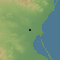 Shaded relief of the 53 km around Xirivella, drawn from the GMTED2010 grid