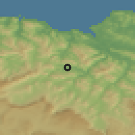 Shaded relief of the 52 km around Zalla, drawn from the GMTED2010 grid