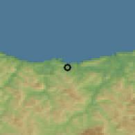 Shaded relief of the 52 km around Zarautz, drawn from the GMTED2010 grid