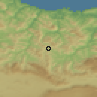 Shaded relief of the 52 km around Zumarraga, drawn from the GMTED2010 grid