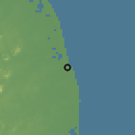 Shaded relief of the 60 km around Kalmunai, drawn from the GMTED2010 grid