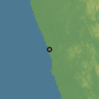 Shaded relief of the 60 km around Kalutara, drawn from the GMTED2010 grid