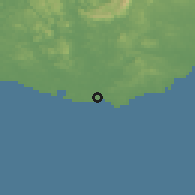 Shaded relief of the 60 km around Mātara, drawn from the GMTED2010 grid