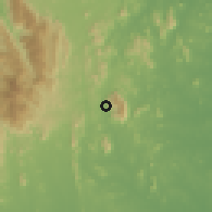 Shaded relief of the 60 km around Monaragala, drawn from the GMTED2010 grid