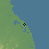 Shaded relief of the 60 km around Batticaloa, drawn from the GMTED2010 grid