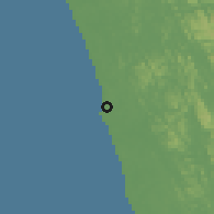 Shaded relief of the 60 km around Beruwala, drawn from the GMTED2010 grid