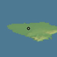 Shaded relief of the 38 km around Bjørnøya, drawn from the GMTED2010 grid