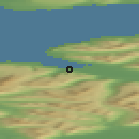 Shaded relief of the 36 km around Longyearbyen, drawn from the GMTED2010 grid