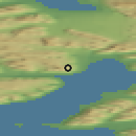 Shaded relief of the 36 km around Pyramiden, drawn from the GMTED2010 grid
