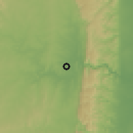 Shaded relief of the 57 km around Big Bend, drawn from the GMTED2010 grid