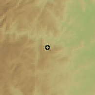 Shaded relief of the 57 km around Mondi, drawn from the GMTED2010 grid