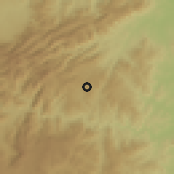 Shaded relief of the 57 km around Pigg's Peak, drawn from the GMTED2010 grid