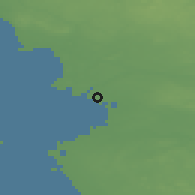 Shaded relief of the 47 km around Bjärred, drawn from the GMTED2010 grid