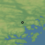 Shaded relief of the 44 km around Bjästa, drawn from the GMTED2010 grid