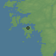 Shaded relief of the 46 km around Brännö, drawn from the GMTED2010 grid