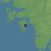 Shaded relief of the 46 km around Donsö, drawn from the GMTED2010 grid