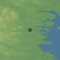 Shaded relief of the 45 km around Enånger, drawn from the GMTED2010 grid