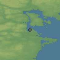 Shaded relief of the 44 km around Essvik, drawn from the GMTED2010 grid