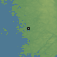 Shaded relief of the 46 km around Fjällbacka, drawn from the GMTED2010 grid