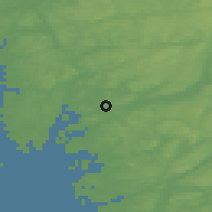 Shaded relief of the 46 km around Fjärås kyrkby, drawn from the GMTED2010 grid