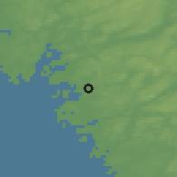 Shaded relief of the 46 km around Frillesås, drawn from the GMTED2010 grid
