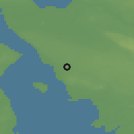 Shaded relief of the 47 km around Gantofta, drawn from the GMTED2010 grid