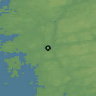 Shaded relief of the 46 km around Göteborg, drawn from the GMTED2010 grid