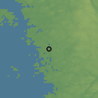Shaded relief of the 46 km around Grebbestad, drawn from the GMTED2010 grid