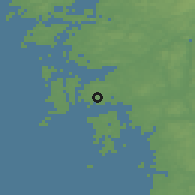 Shaded relief of the 46 km around Andalen, drawn from the GMTED2010 grid