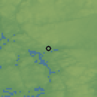 Shaded relief of the 46 km around Herrestad, drawn from the GMTED2010 grid