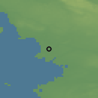 Shaded relief of the 47 km around Hofterup, drawn from the GMTED2010 grid