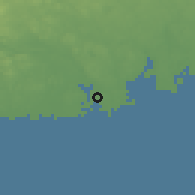 Shaded relief of the 44 km around Holmsund, drawn from the GMTED2010 grid