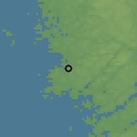 Shaded relief of the 46 km around Hunnebostrand, drawn from the GMTED2010 grid
