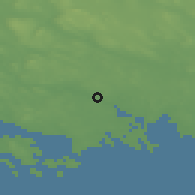Shaded relief of the 43 km around Kalix, drawn from the GMTED2010 grid