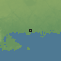 Shaded relief of the 47 km around Karlshamn, drawn from the GMTED2010 grid