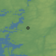 Shaded relief of the 46 km around Kode, drawn from the GMTED2010 grid