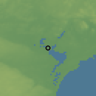 Shaded relief of the 47 km around Kristianstad, drawn from the GMTED2010 grid
