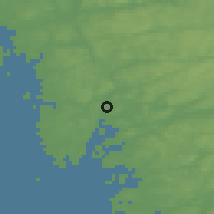 Shaded relief of the 46 km around Kungsbacka, drawn from the GMTED2010 grid