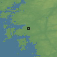 Shaded relief of the 46 km around Kvisljungeby, drawn from the GMTED2010 grid