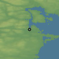 Shaded relief of the 44 km around Kvissleby, drawn from the GMTED2010 grid