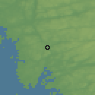 Shaded relief of the 46 km around Lindome, drawn from the GMTED2010 grid