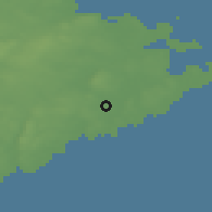 Shaded relief of the 43 km around Lövånger, drawn from the GMTED2010 grid