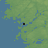 Shaded relief of the 46 km around Lysekil, drawn from the GMTED2010 grid