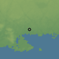 Shaded relief of the 47 km around Mörrum, drawn from the GMTED2010 grid